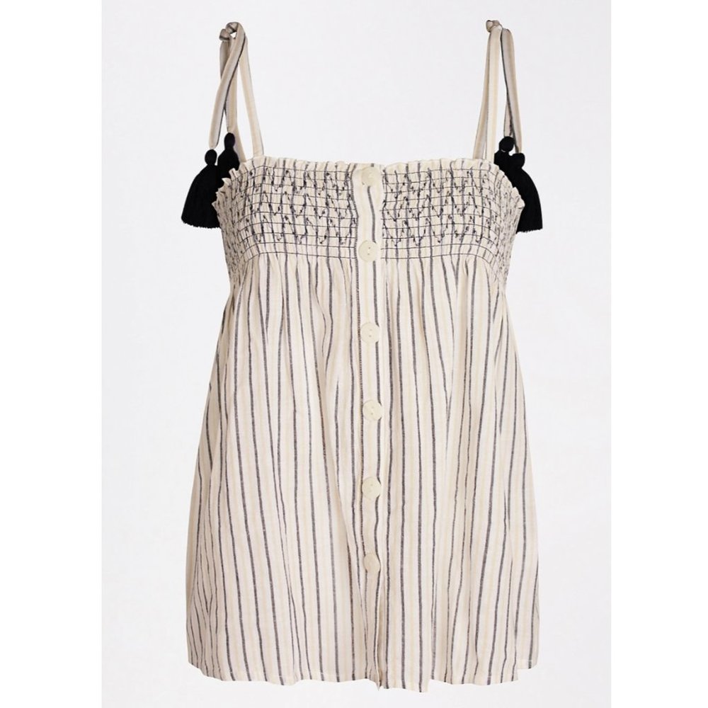 Maurices Stripe Button Front Tassel Tank Top - image 1